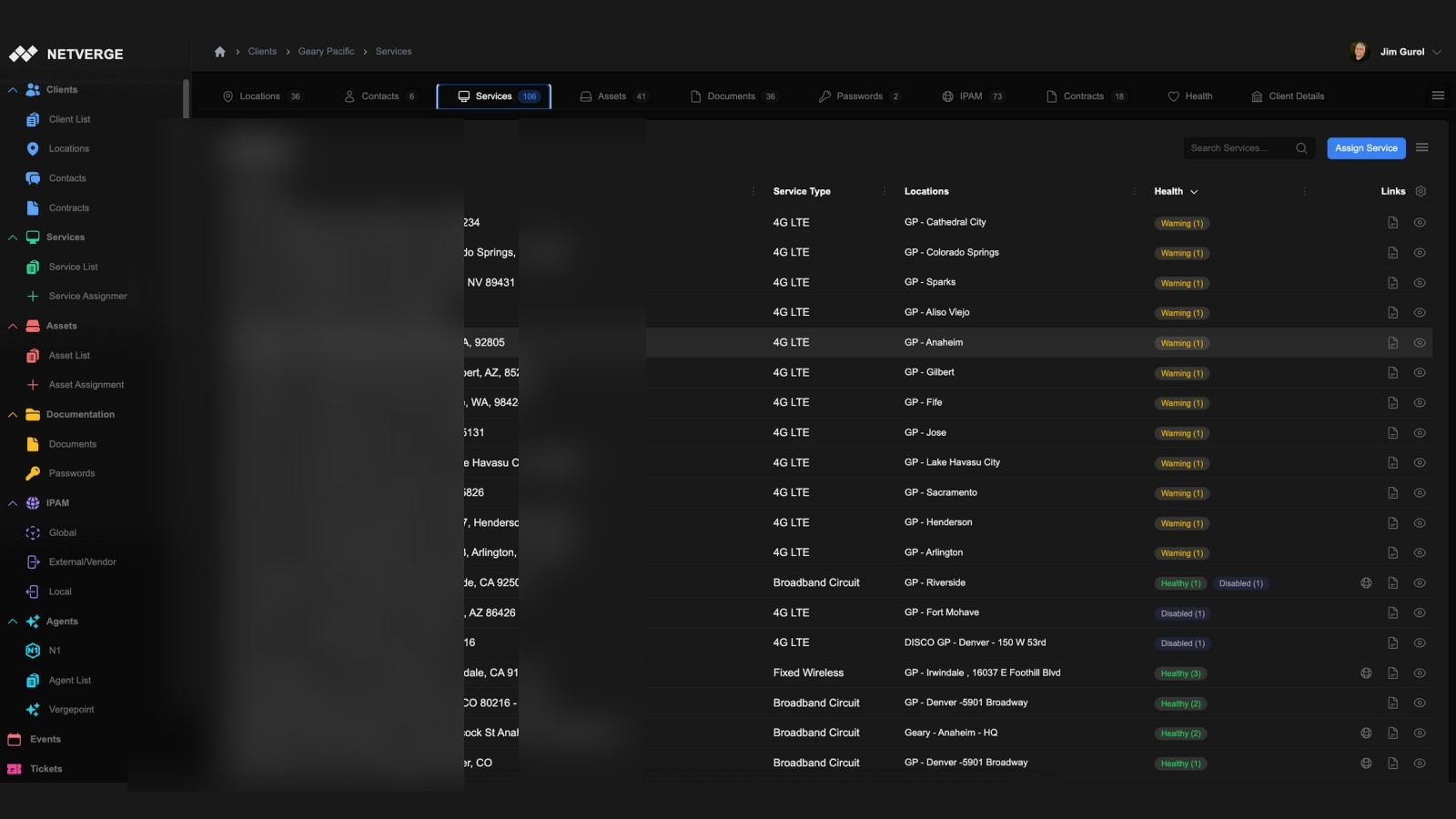 Netverge Services View